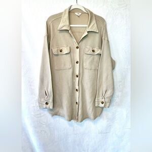 Terra & Sky Waffle Knit Button Down Top